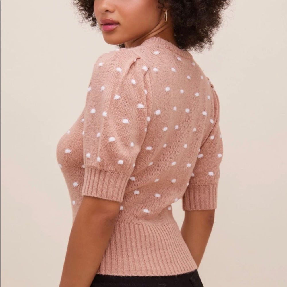 Astr NEW Aidy Puff Sleeve Sweater.  Blush/White. New with tags